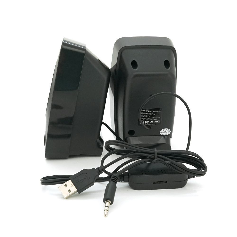 Колонки 2.0 Kisonli L-3030 для ПК та ноутбука, USB + 3.5mm, 2x3W, 20Hz-20KHz, 20X11X13mm, black KISONLI купити в Україні