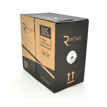 Кабель КВП UTP (4*2*0.51) 4p 24 AWG, Ritar, (CCA), для внутр. работ, 305м, White, Corton BOX (350x350x420), Q2 Ritar купить в Украине