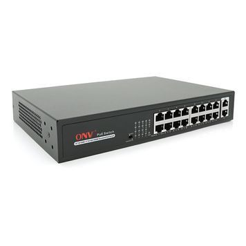 16ти портовий PoE комутатор ONV-H1016PLS 16 портів РоЕ 100 Мбіт + 2 Uplink 1000 Мбіт, до 250м, IEEE802.3af / at, загальна потужність 160Вт ONV купити в Україні