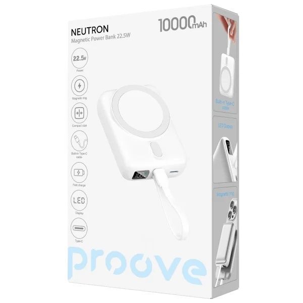 Універсальна мобільна батарея Proove Neutron 22.5W 10000mAh Silver/White (PBNE22022206) Proove купити в Україні