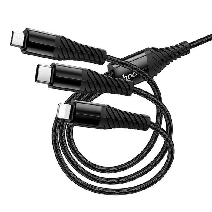 Кабель HOCO X123 USB-1 3 in 1 Micro / Iphone / Type-C, 2A, довжина 1м, Black, Box HOCO купити в Україні