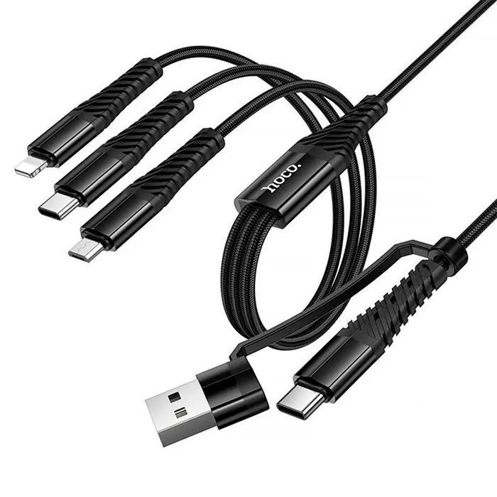 Кабель HOCO X123 USB-1 3 in 1 Micro / Iphone / Type-C, 2A, довжина 1м, Black, Box HOCO купити в Україні