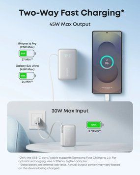 Универсальная мобильная батарея Anker Nano 10000mAh 45W White (A1638H21) Anker купить в Украине