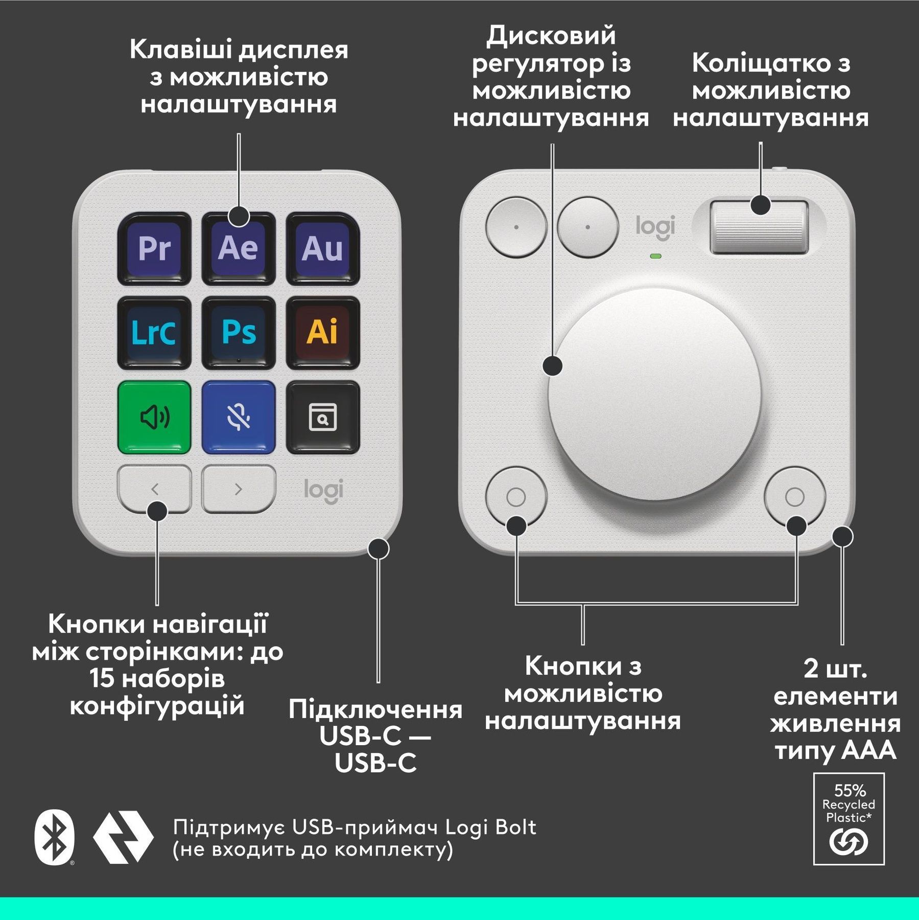 Консоль Logitech MX Creative Console Pale Grey (920-012932) Logitech купить в Украине