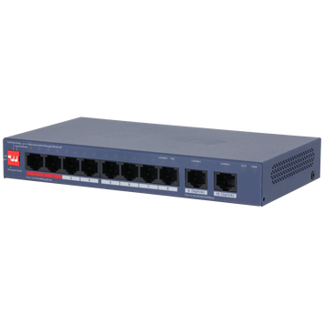 8-портовый управляемый PoE коммутатор DH-CS4010-8ET2GT-110 с 8 портами POE 100Мбит + 2 порта UP-Link 1000Мбит,185x104x27 мм DAHUA купить в Украине