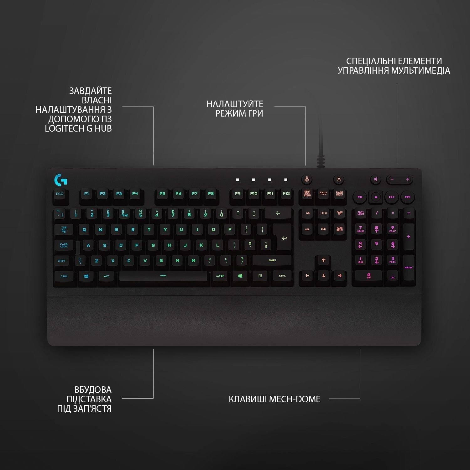 Клавіатура Logitech G213 Prodigy Black (920-010740) Logitech купити в Україні
