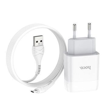 Набор СЗУ 110-240V HOCO C73A+ кабель Micro, 2xUSB, 2.4A, кабель 1м, White, Blister HOCO купить в Украине