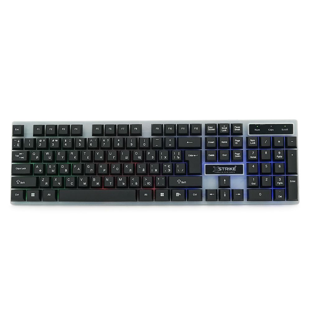 Комплект проводной KB+Mouse XSTRIKE X-1014, USB, RGB подсветка, (Eng / Укр / Pyc), Black / White, Box XSTRIKE купить в Украине