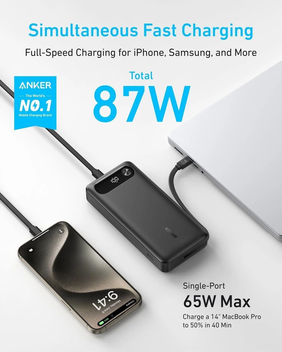 Универсальная мобильная батарея Anker PowerCore 87W 20000mAh Black (A1383H11) Anker купить в Украине