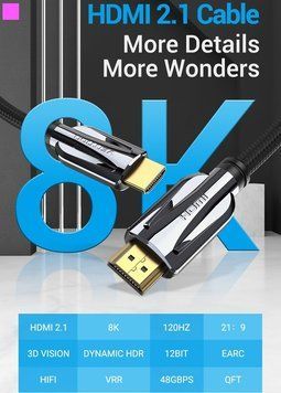 Кабель Vention HDMI-HDMI, 2 m, v2.1 (AALBH) Vention купить в Украине