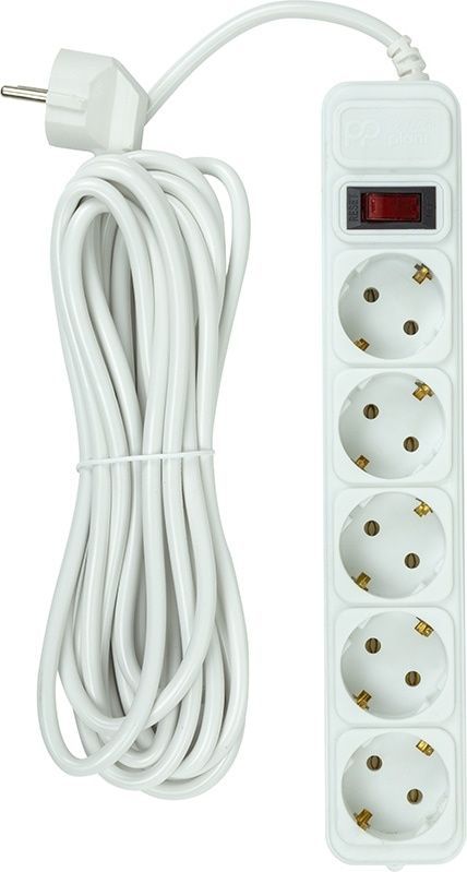 Фильтр питания PowerPlant JY-1056/5B 5 розеток, 5м 100% медь, White (EX610587) PowerPlant купить в Украине