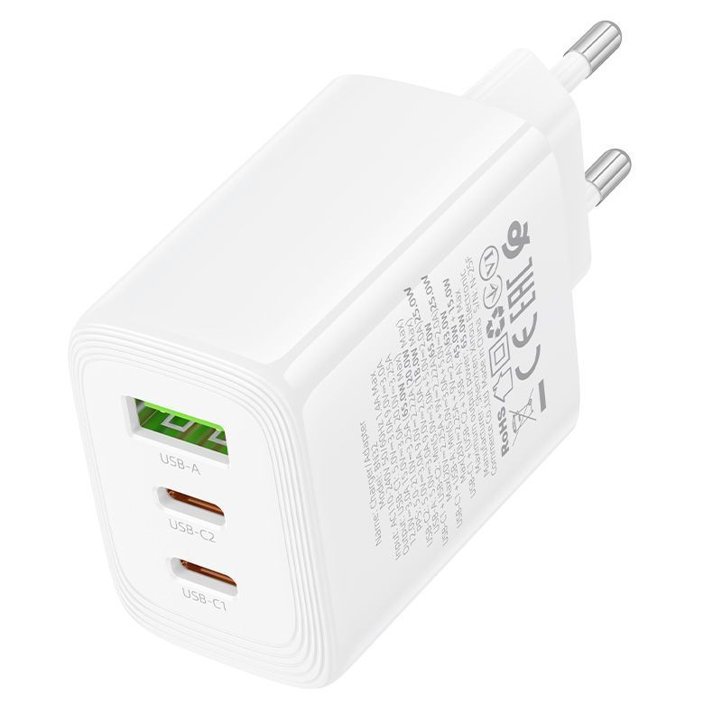 СЗУ BOROFONE BN32, 2xUSB-C+1xUSB, PD65W+QC3.0, White, Box Borofone купити в Україні