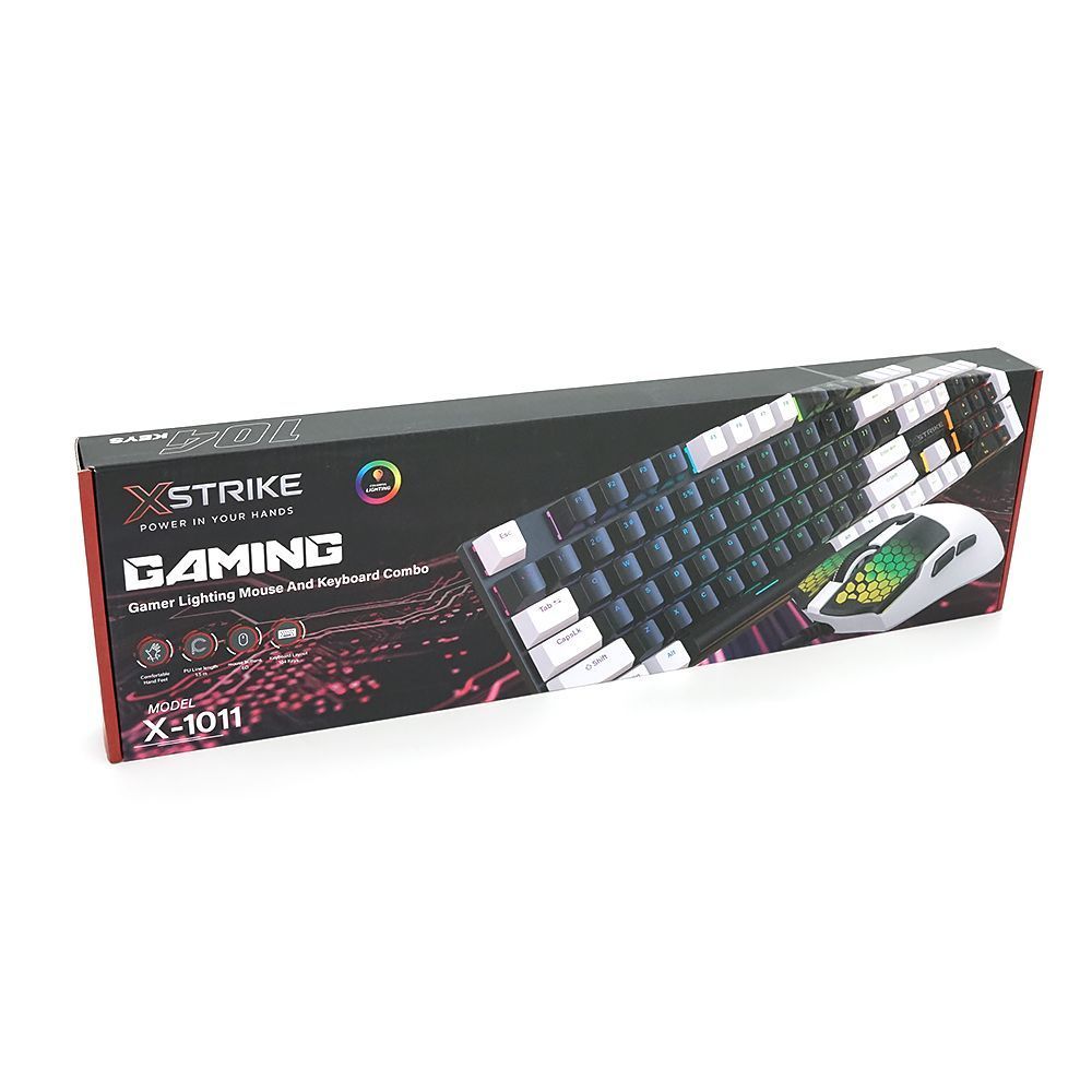 Комплект провідний KB+Mouse XSTRIKE X-1011, USB, RGB підсвічування, (Eng / Укр / Pyc), Black / White, Box XSTRIKE купити в Україні