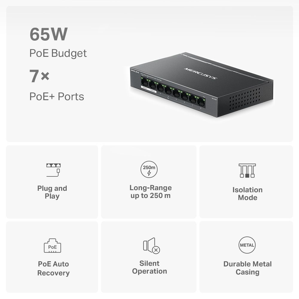 Комутатор Mercusys MS108GP Mercusys купити в Україні