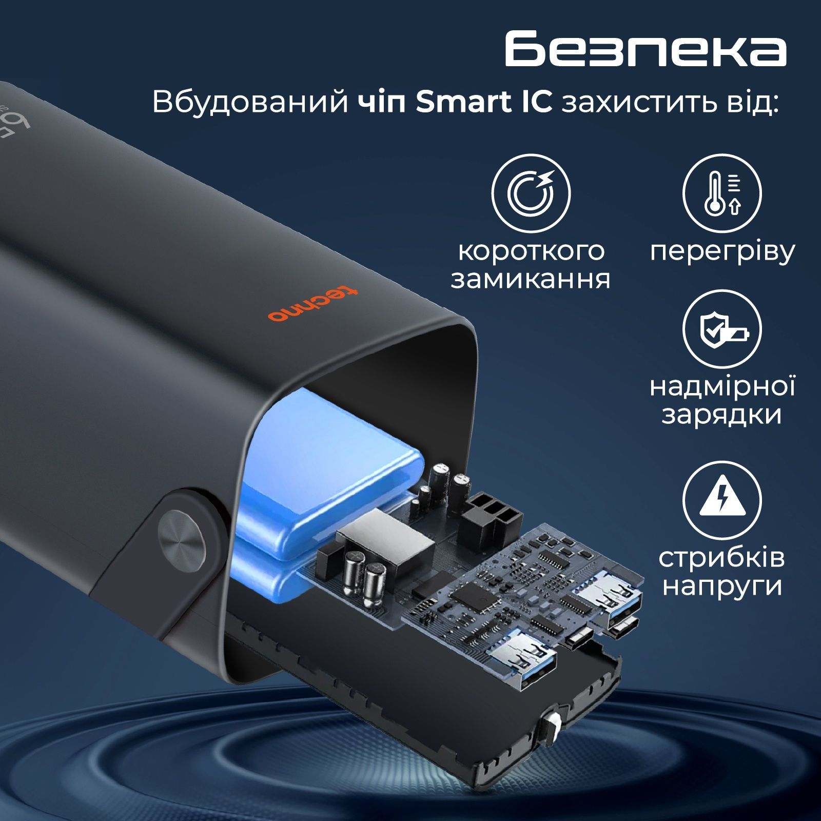 Універсальна мобільна батарея Techno 80000mAh PD 65W QC 3.0 Black (powerbank-80) Techno купити в Україні