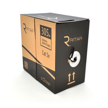 Кабель КНП UTP (4*2*0.51) 4p 24 AWG, Ritar, (CCA), изоляция ПВХ+ПЭ, для нар. работ, 305м, Black, Corton BOX (400x400x470) Q2 Ritar купить в Украине