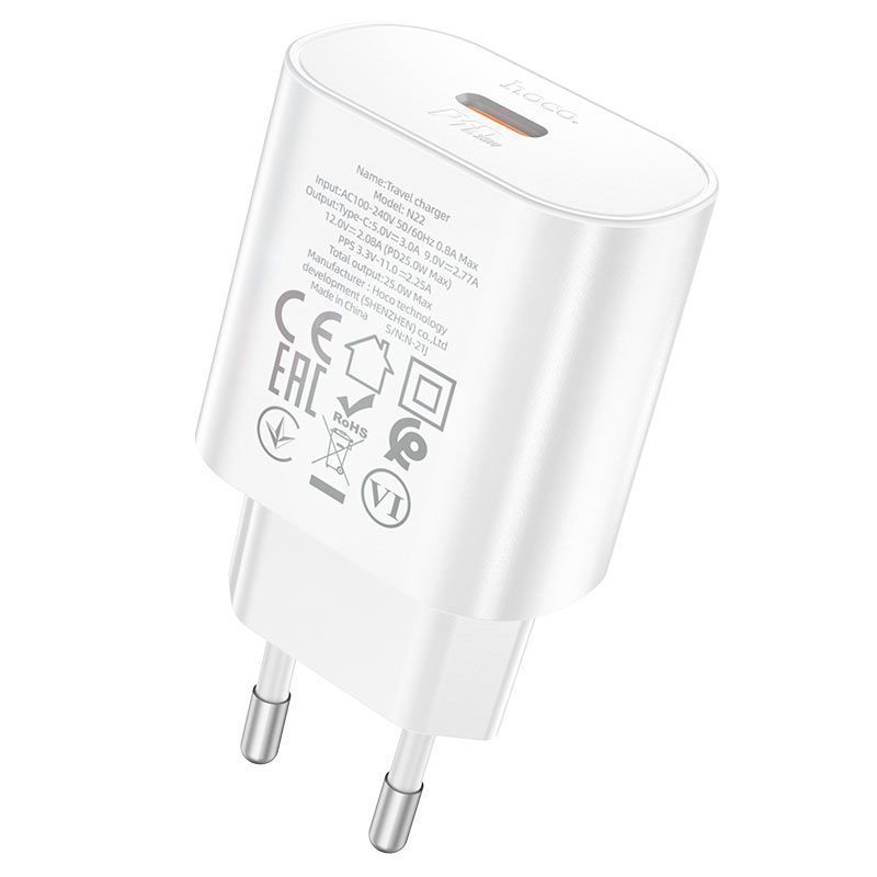 СЗУ HOCO N22, 1xUSB-C, PD25W, White, Box HOCO купить в Украине