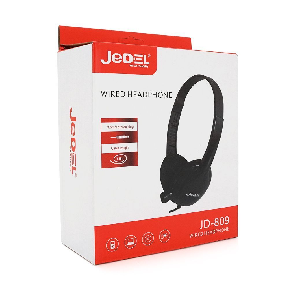 Навушники провідні Jedel JD-809, з мікрофоном, Black, Box JEDEL купити в Україні