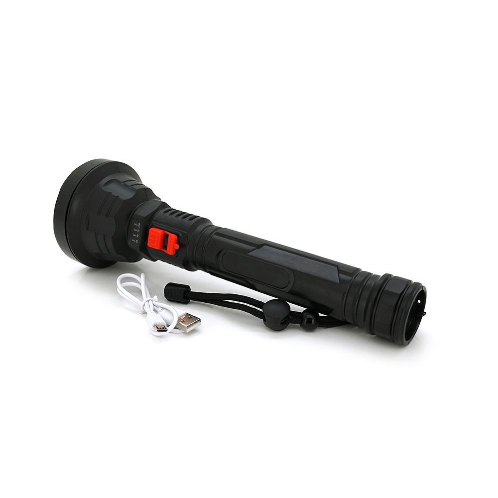 Фонарь ручной Bailong BL-826, 1LED, OSL LED, 3W, 3 режима, встроенный АКБ / 2000mah, Black, IP44, кабель USB- micro, 260х82х36мм, BOX Voltronic купить в Украине