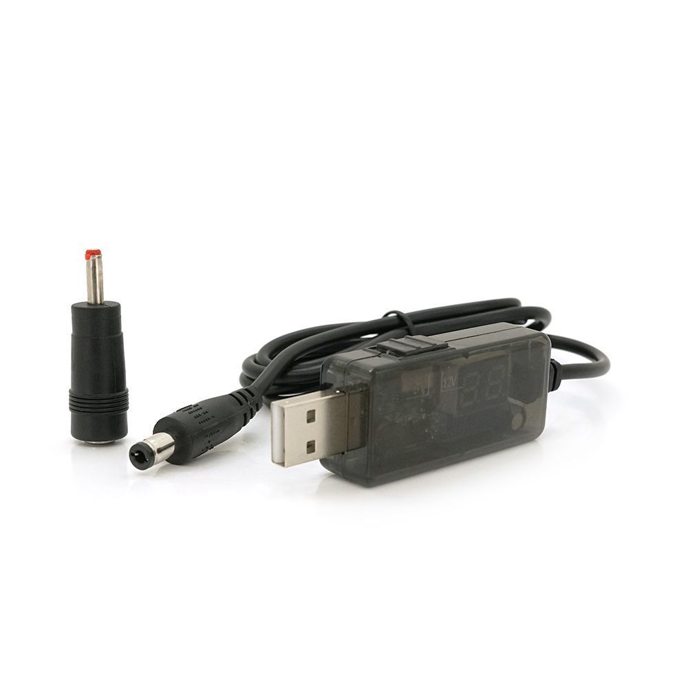 Кабель для роутера 5.5 / 2.5mm(M)=> USB2.0 (Out:12V / 9V)+перехідник 5.5 / 2.5mm(F)=> 3.5*2.0(M), 1м, Black, OEM Voltronic купити в Україні