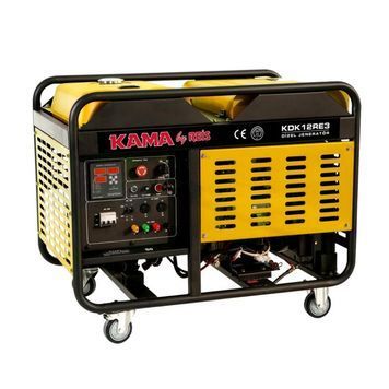Генератор дизельный KDK12RE3, 3-фазный 220 / 400V, 50Hz, 12kVA / 10kW, бак 34л, расход 3 л / ч, пуск: стартер (без АКБ), водяное охлаждение, 1060x650x735 мм KAMA купить в Украине