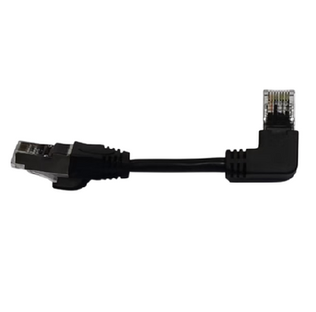 Патч-корд литий UTP, RJ45(прямий / кутовий), неекранований, UTP5e 0.125m,patch D=4.9mm AWG26 1x90&deg; CU,чорний, Q200 Voltronic купити в Україні