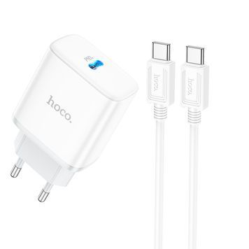 Набор СЗУ 110-240V HOCO C104A + кабель Type-C, 1xUSB-C, PD20W, кабель 1м, White, Box HOCO купить в Украине