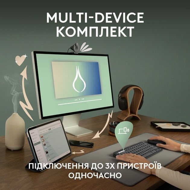 Комплект (клавіатура, миша) бездротовий Logitech Pebble 2 Combo White (920-012240) Logitech купити в Україні