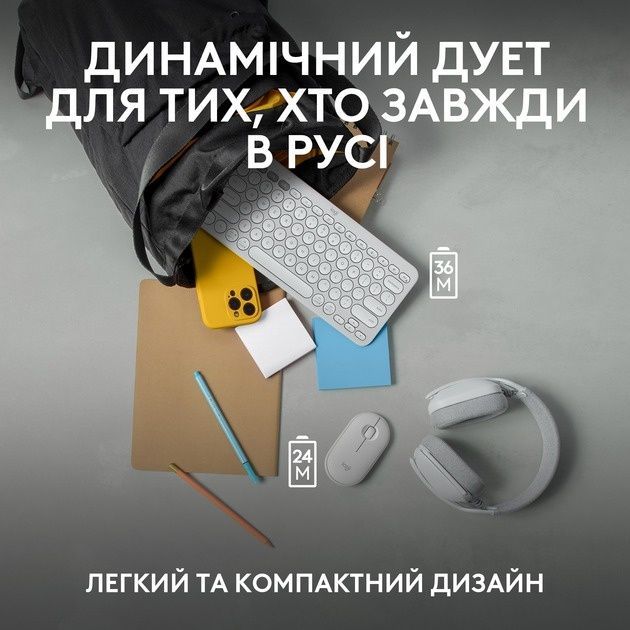 Комплект (клавіатура, миша) бездротовий Logitech Pebble 2 Combo White (920-012240) Logitech купити в Україні