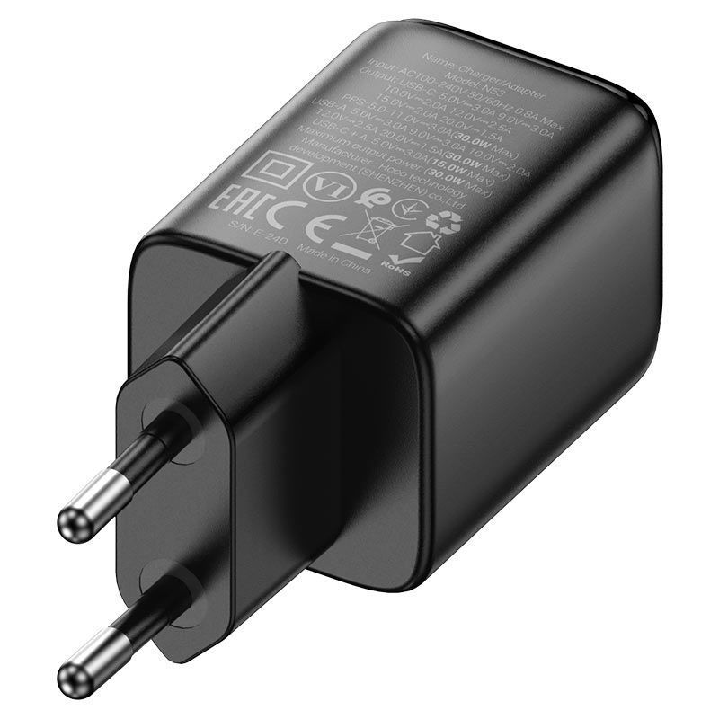 СЗУ HOCO N53 110-240V, PD30W+Q3.0, USB+Type-C, Black, Box HOCO купить в Украине
