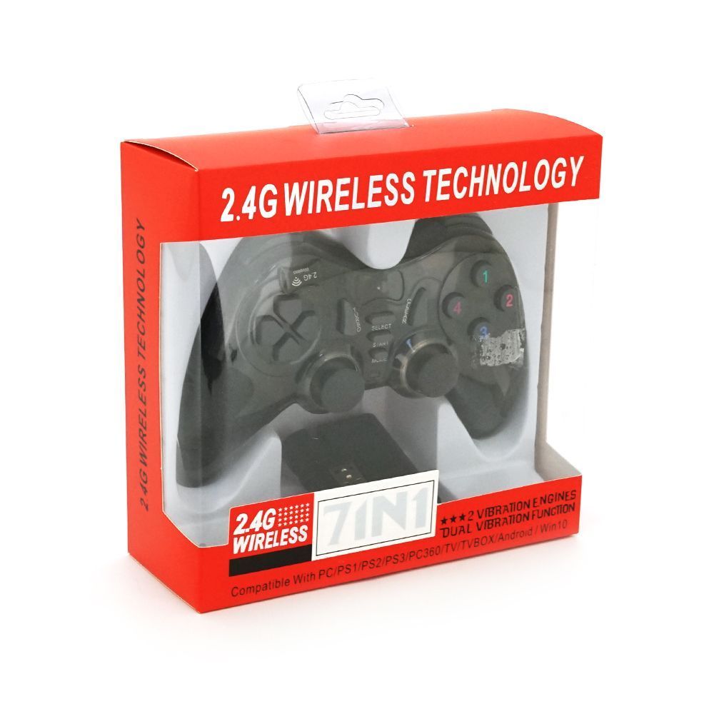 Геймпад беспроводной 7 в 1 для PC / PS1 / PS2 / PS3 / PC360 / TV / TV BOX / Android / Win10, питание от 2*ААА(нет в помплекте), Black, Blister Voltronic купить в Украине