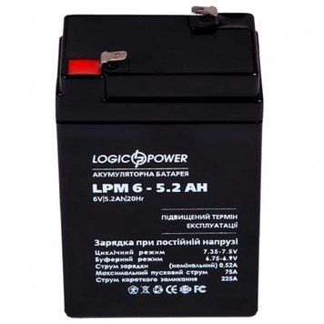 Акумуляторна батарея LogicPower LPM 6V 5.2AH (LPM 6 - 5.2 AH) AGM LogicPower купити в Україні