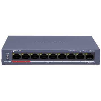 9-ти портовий POE комутатор Hikvision DS-3E0109P-E / M(C), 8xRJ45 (100M) PoE + 1x RJ45 (100M) Hikvision купити в Україні
