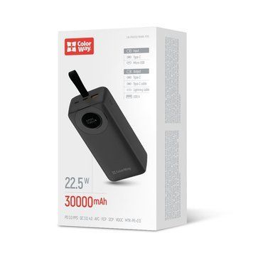 Універсальна мобільна батарея ColorWay EnergyPlus 30000mAh Black (CW-PB300LPB4BK-PDD) ColorWay купити в Україні