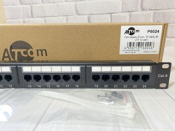 Патч-панель ATcom P6024 19" 24хRJ-45 UTP 1U cat.6 Atcom купити в Україні