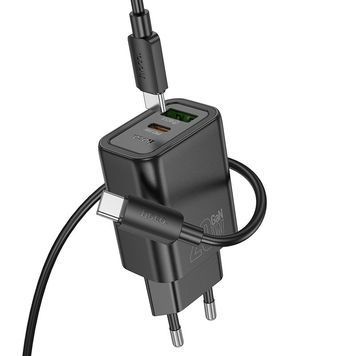 Набір СЗУ HOCO N61 + Type-C / Type-C кабель, 1xUSB+1xUSB-C, PD20W+QC3.0, кабель 1м, Black, Box HOCO купити в Україні