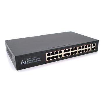 POE комутатор Merlion 24 POE 10 / 100 + 2 RJ45 10 / 100 / 1000+ вбудований блок живлення 52V 5.8A MERLION купити в Україні