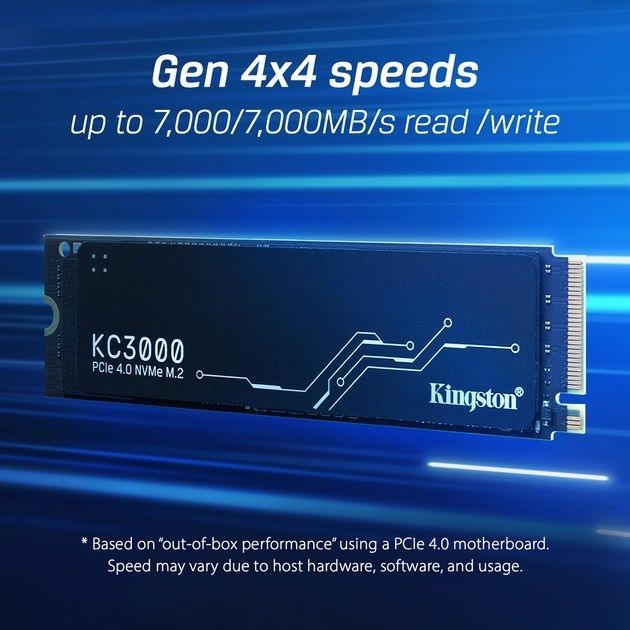Накопичувач SSD 1TB Kingston KC3000 M.2 2280 PCIe 4.0 x4 NVMe 3D TLC (SKC3000S/1024G) Kingston купити в Україні