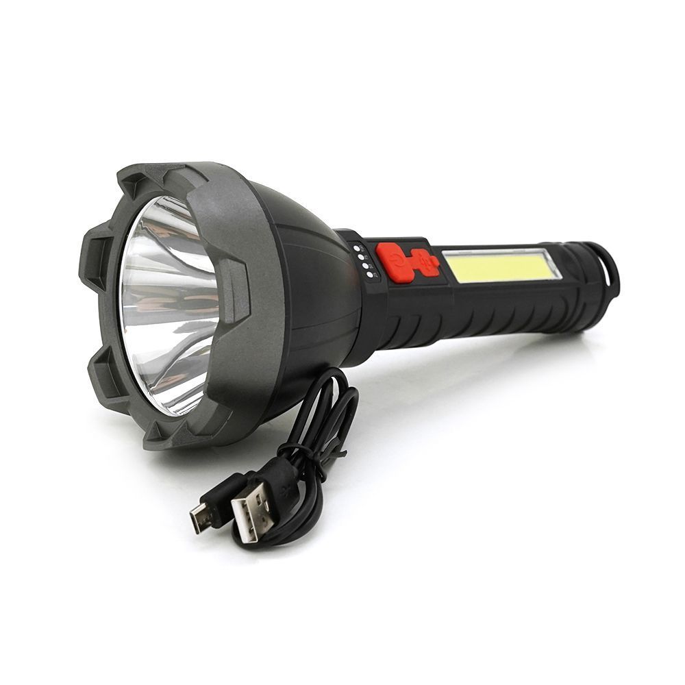 Фонарь ручной LANTERNA ZJ-05, 1W Led CreeXPE+COB, 3+1 режим, встроенный аккум, корпус прочный пластмасс, индикатор, USB кабель, IP40. 190х83х34, Box Voltronic купить в Украине