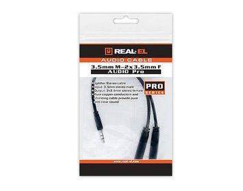 Аудио-кабель REAL-EL Audio Pro 3.5 мм - 2х3.5 мм (M/F), 0.2 м, черный (EL123500039) REAL-EL купить в Украине