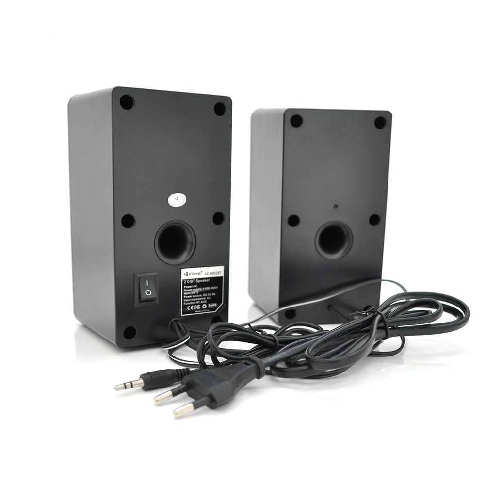 Колонки 2.0 Kisonli AС-9002BT, для ПК і ноутбука, живлення 220V + jack 3.5mm, 2x3W, 20Hz- 20KHz, з вбудованим підсилювачем, bluetooth, Black, BOX, Q30 KISONLI купити в Україні