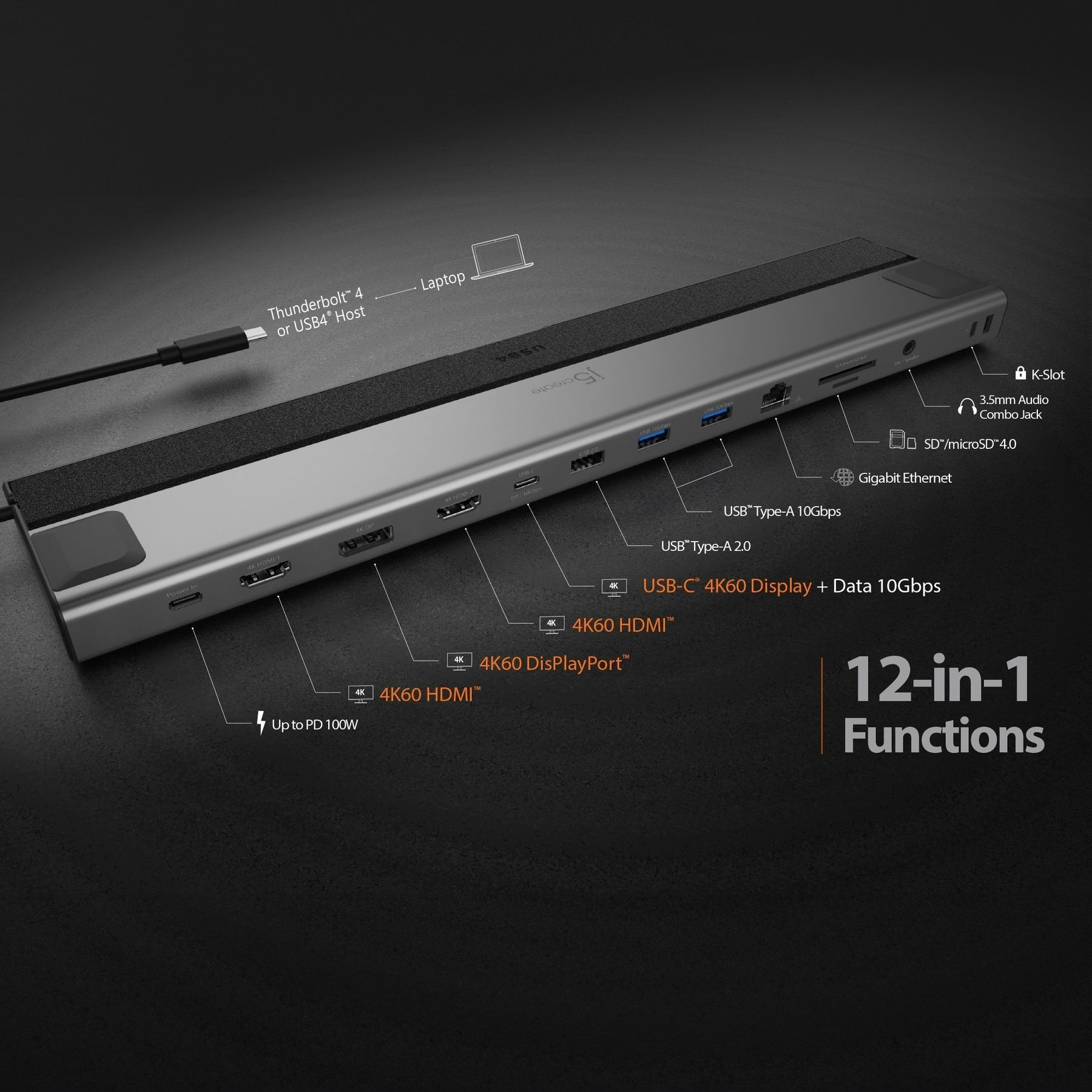 Док-станція J5create USB-C 12-в-1 (JCD554-N) J5create купити в Україні