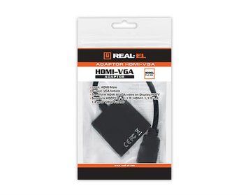 Адаптер REAL-EL HDMI - VGA (M/F), 0.15 м, черный (EL123500020) REAL-EL купить в Украине
