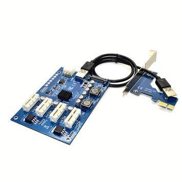Cпліттер-розгалужувач-хаб PCI-e x 1 на 3 порту х 1, BOX Voltronic купити в Україні